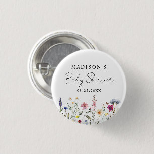Chapa Redonda De 2,5 Cm Elegante Baby Shower Wildflower Meadow
