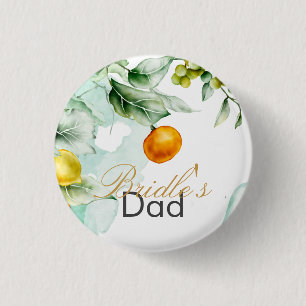 Chapa Redonda De 2,5 Cm Elegante Boda de verano floral y acuarela de fruta