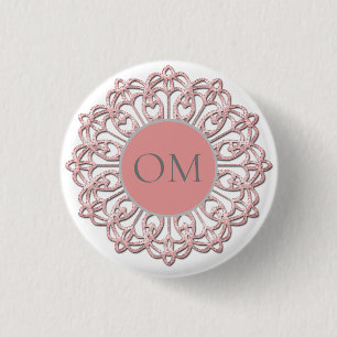 Chapa Redonda De 2,5 Cm Elegante Rubor Pink Mandala OM