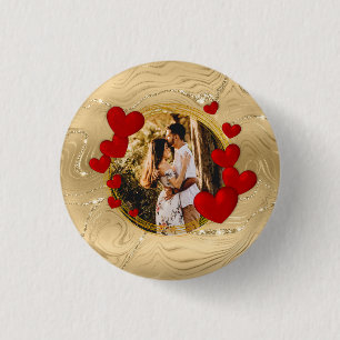Chapa Redonda De 2,5 Cm Elegantes San Valentines, Amor, Corazones Rojos de