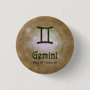 Chapa Redonda De 2,5 Cm Elegir color Gemini Rótulo Astrológico Zodiaco