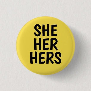 Chapa Redonda De 2,5 Cm ella/ella/la suya los pronombres amarillean el