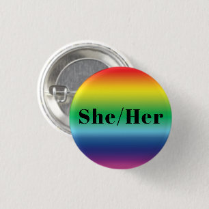 Chapa Redonda De 2,5 Cm Ella, Ella, Pronounes Lgbtq Lgbt Orgullo Colores A