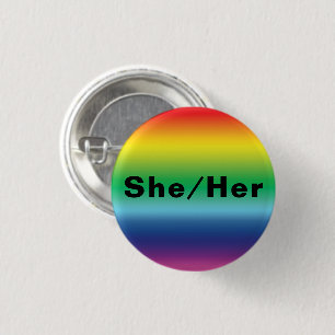 Chapa Redonda De 2,5 Cm Ella, Ella, Pronounes Lgbtq Lgbt Orgullo Colores A