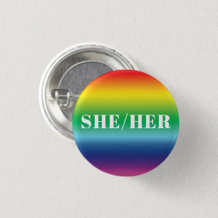 Chapa Redonda De 2,5 Cm Ella, Ella, Pronouns Lgbtq Lgbt Orgullo Colores Ar