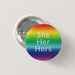 Chapa Redonda De 2,5 Cm Ella, Ella, Sus Pronounes Lgbtq Lgbt Orgullo Arcoi