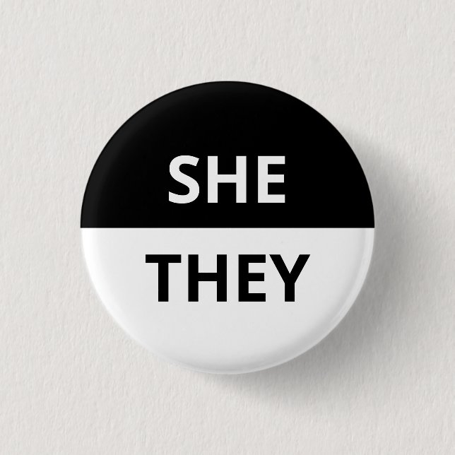 Chapa Redonda De 2,5 Cm Ella/Ellas Pronoun Black & White Badge (Anverso)