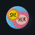 Chapa Redonda De 2,5 Cm ELLA / SU Pronouns Flores Orgullo estampado<br><div class="desc">Decora tu ropa con este botón de arte genial. ¡Hace un gran regalo! Puede personalizar y agregar texto también. Revisa mi tienda por muchos más colores y patrones! Hazme saber si también te gustaría algo personalizado.</div>