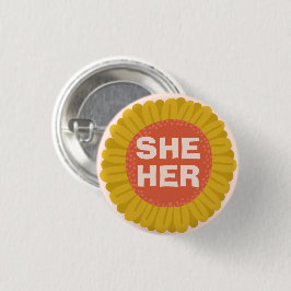 Chapa Redonda De 2,5 Cm ELLA / SU Pronouns Sunflower Daisy Pride