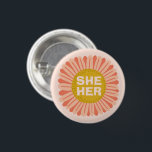 Chapa Redonda De 2,5 Cm ELLA / SU Pronouns Sunflower Daisy Pride<br><div class="desc">Decora tu ropa con este botón de arte genial. ¡Hace un gran regalo! Puede personalizar y agregar texto también. Revisa mi tienda por muchos más colores y patrones! Hazme saber si también te gustaría algo personalizado.</div>