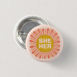 Chapa Redonda De 2,5 Cm ELLA / SU Pronouns Sunflower Daisy Pride