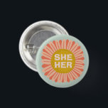 Chapa Redonda De 2,5 Cm ELLA / SU Pronouns Sunflower Daisy Pride<br><div class="desc">Decora tu ropa con este botón de arte genial. ¡Hace un gran regalo! Puede personalizar y agregar texto también. Revisa mi tienda por muchos más colores y patrones! Hazme saber si también te gustaría algo personalizado.</div>