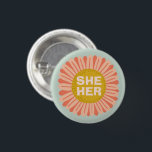 Chapa Redonda De 2,5 Cm ELLA / SU Pronouns Sunflower Daisy Pride<br><div class="desc">Decora tu ropa con este botón de arte genial. ¡Hace un gran regalo! Puede personalizar y agregar texto también. Revisa mi tienda por muchos más colores y patrones! Hazme saber si también te gustaría algo personalizado.</div>