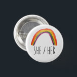 Chapa Redonda De 2,5 Cm ELLA/SU Pronouns Watercolor Arcoiris<br><div class="desc">Decora tu ropa con este botón de arte genial. Puede personalizar y agregar texto también. Revisa mi tienda por muchos más colores y patrones! Hazme saber si también te gustaría algo personalizado.</div>