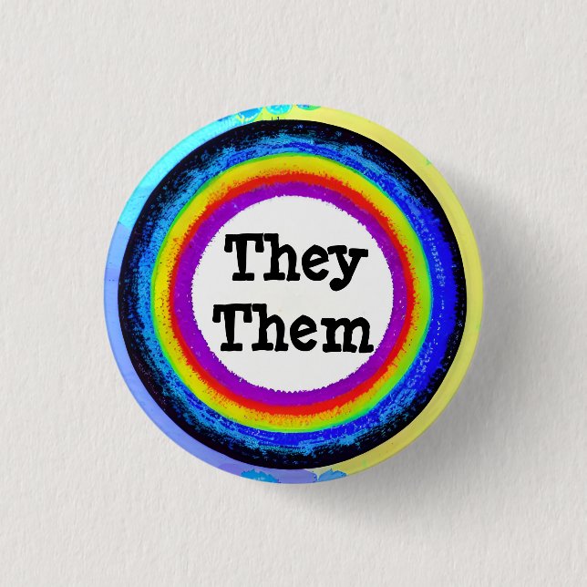 Chapa Redonda De 2,5 Cm Ellos / Ellos Personalizables Pronoun Badge (Anverso)