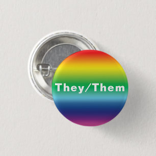 Chapa Redonda De 2,5 Cm Ellos, Ellos, Pronouns Lgbtq Lgbt Orgullo Arcoiris