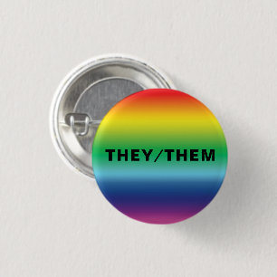 Chapa Redonda De 2,5 Cm Ellos, Ellos, Pronouns Lgbtq Lgbt Orgullo Arcoiris