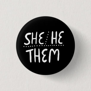 Chapa Redonda De 2,5 Cm ELLOS/ELLOS Pronouns Orgullo manejado Mínimo