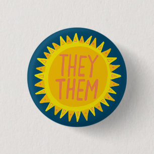 Chapa Redonda De 2,5 Cm ELLOS/ELLOS Pronouns Sunshine Pride Handletter