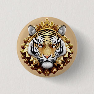 Chapa Redonda De 2,5 Cm Emblema de la Cresta del Tigre Dorado