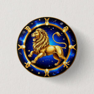 Chapa Redonda De 2,5 Cm Emblema de Leo del Zodiaco