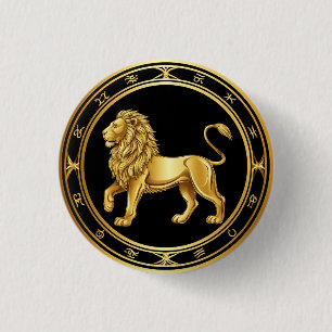Chapa Redonda De 2,5 Cm Emblema de Leo del Zodiaco