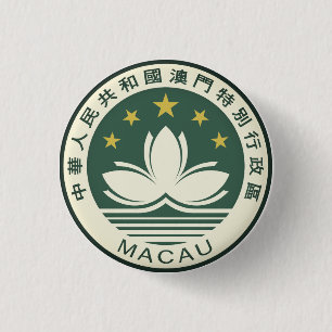 Chapa Redonda De 2,5 Cm Emblema de Macao