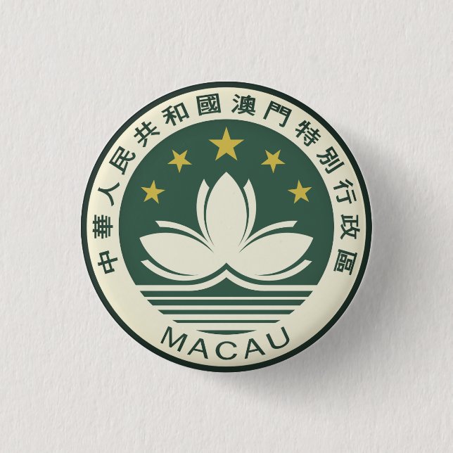 Chapa Redonda De 2,5 Cm Emblema de Macao (Anverso)