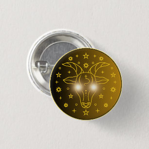 Chapa Redonda De 2,5 Cm Emblema de Zodíaco Capricornio   Símbolo Celestial