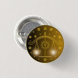 Chapa Redonda De 2,5 Cm Emblema del Zodíaco Libra Símbolo Celestial Míni