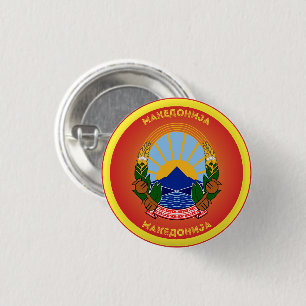 Chapa Redonda De 2,5 Cm Emblema nacional de Macedonia del Norte en forma c