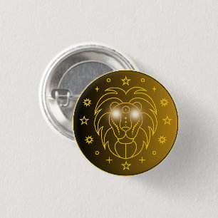 Chapa Redonda De 2,5 Cm Emblema zodiacal de Leo   Símbolo celeste minimali