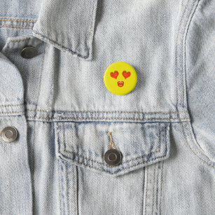 Chapa Redonda De 2,5 Cm Emoji de los ojos del corazón del beso de amor