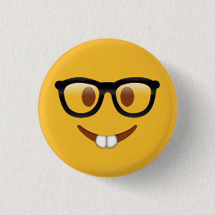 Chapa Redonda De 2,5 Cm Emoji Nerd