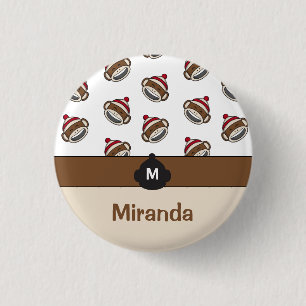 Chapa Redonda De 2,5 Cm Emoji personalizada de monos de sonrisa grande