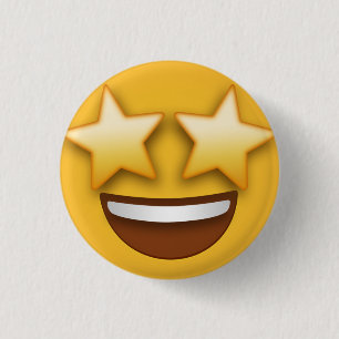 Chapa Redonda De 2,5 Cm Emoji Star Eyes 