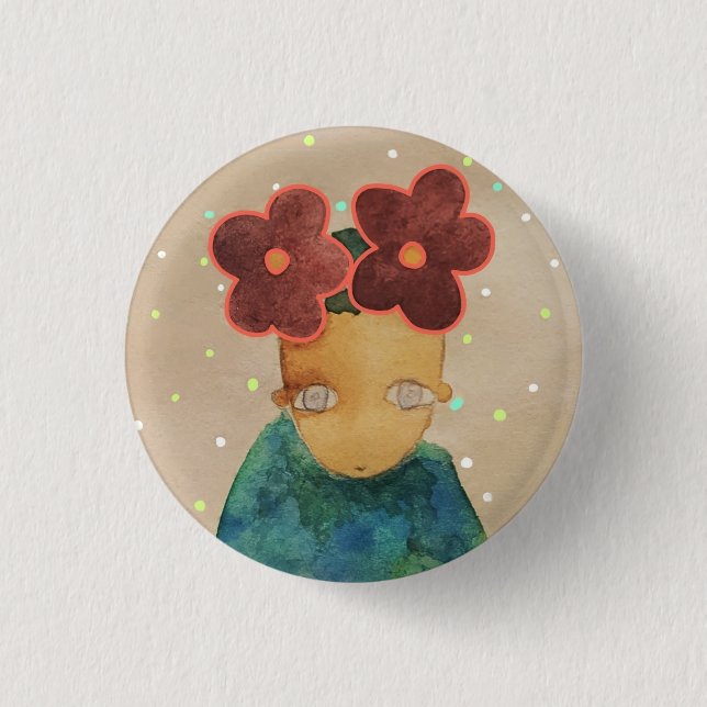 Chapa Redonda De 2,5 Cm Enamorado de las flores (Anverso)