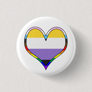 Chapa Redonda De 2,5 Cm Enby Pride Heart