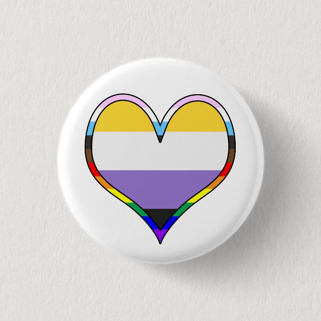 Chapa Redonda De 2,5 Cm Enby Pride Heart (Anverso)