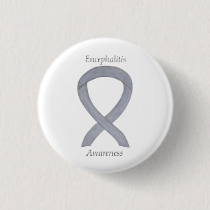 Chapa Redonda De 2,5 Cm Encefalitis Cinta de Conciencia Plata Pin Personal