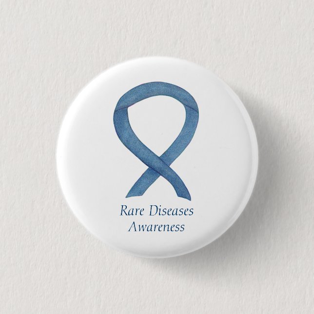 Chapa Redonda De 2,5 Cm Enfermedades raras Denim Awareness Ribbon Pin (Anverso)