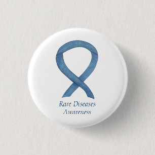 Chapa Redonda De 2,5 Cm Enfermedades raras Denim Awareness Ribbon Pin