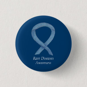 Chapa Redonda De 2,5 Cm Enfermedades raras Denim Awareness Ribbon Pin