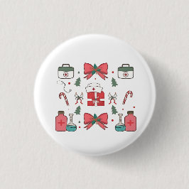 Chapa Redonda De 2,5 Cm Enfermera Coqueta con Lazo Navidad Personalizada