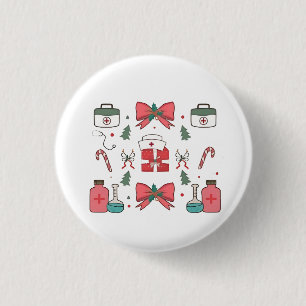 Chapa Redonda De 2,5 Cm Enfermera Coqueta con Lazo Navidad Personalizada