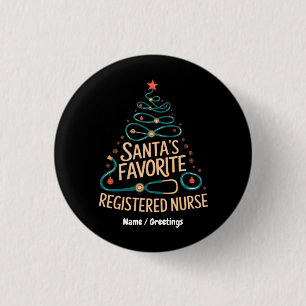 Chapa Redonda De 2,5 Cm Enfermera Registrada Favorita de Santa Navidad Sal