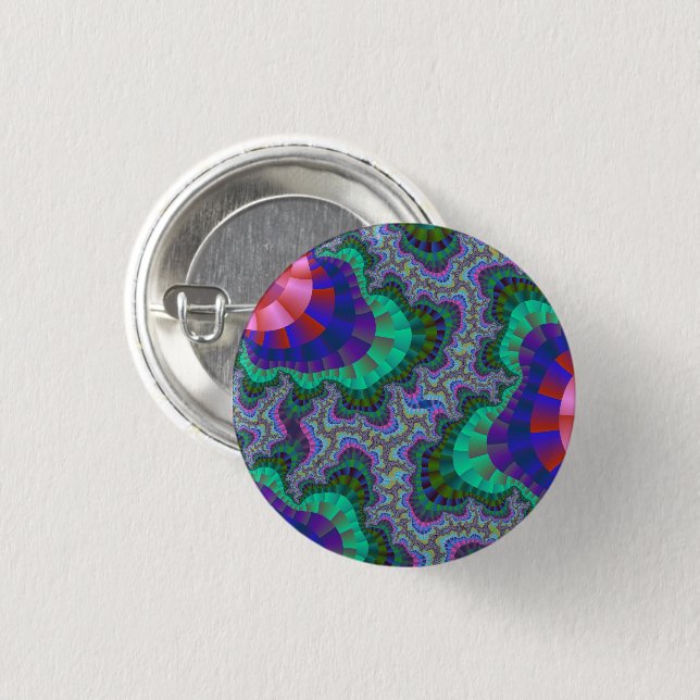 Chapa Redonda De 2,5 Cm Engranaje verde y azul (Anverso y reverso)