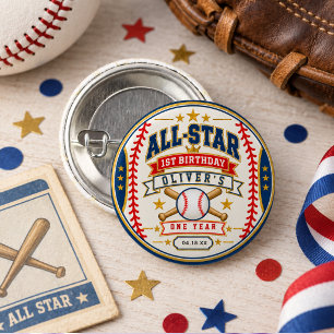 Chapa Redonda De 2,5 Cm Entrada de béisbol All-Star para el primer cumplea