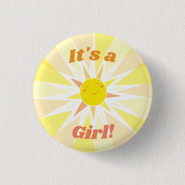 Chapa Redonda De 2,5 Cm Eres mi Sunshine Baby Shower Es un Chica (Anverso)