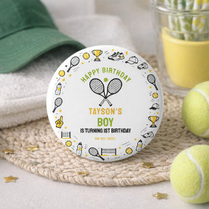 Chapa Redonda De 2,5 Cm Es el primer cumpleaños de Game Time Tennis - Niño